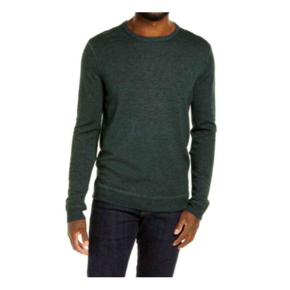 NWOT XXL NORDSTROM SIGNATURE Merino Dye Crew Neck Sweater In Green Scarab